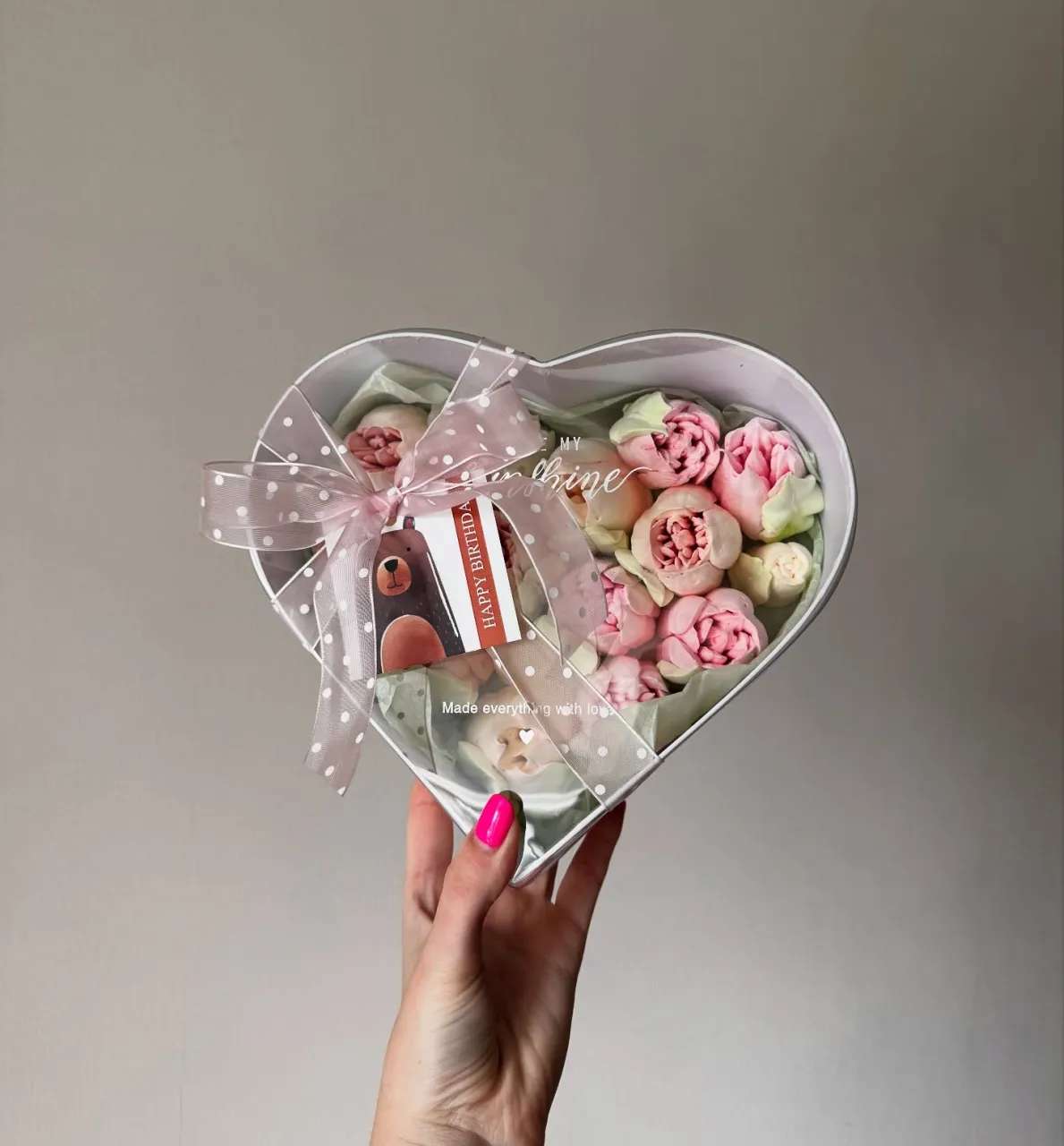 Зефирные цветы - коробка «Сердце»