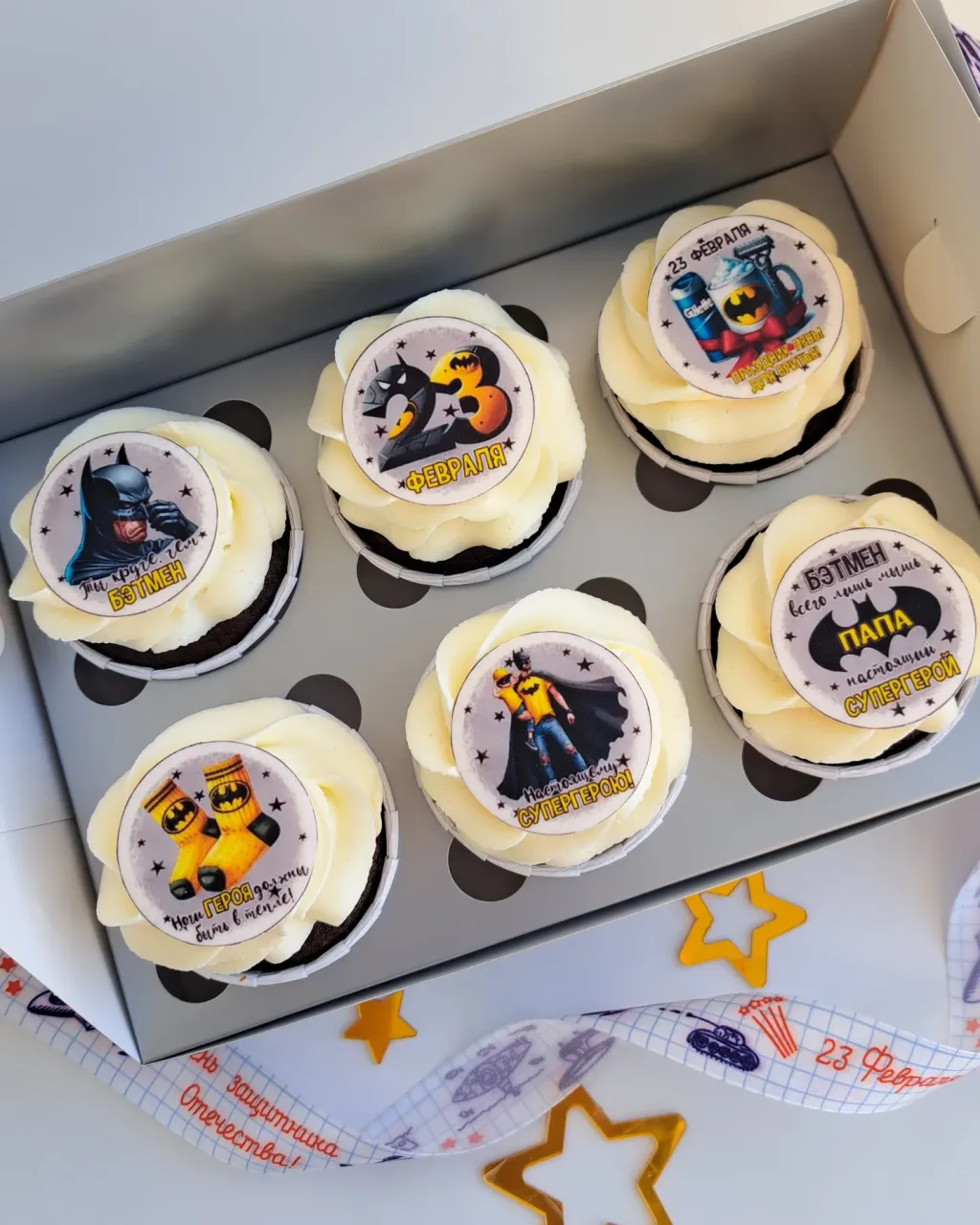Капкейки к 23 февраля, 6 шт.