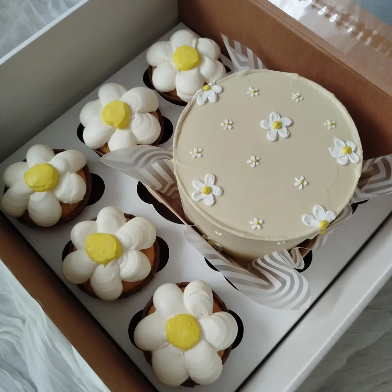 Весенний набор: бенто‑торт и капкейки